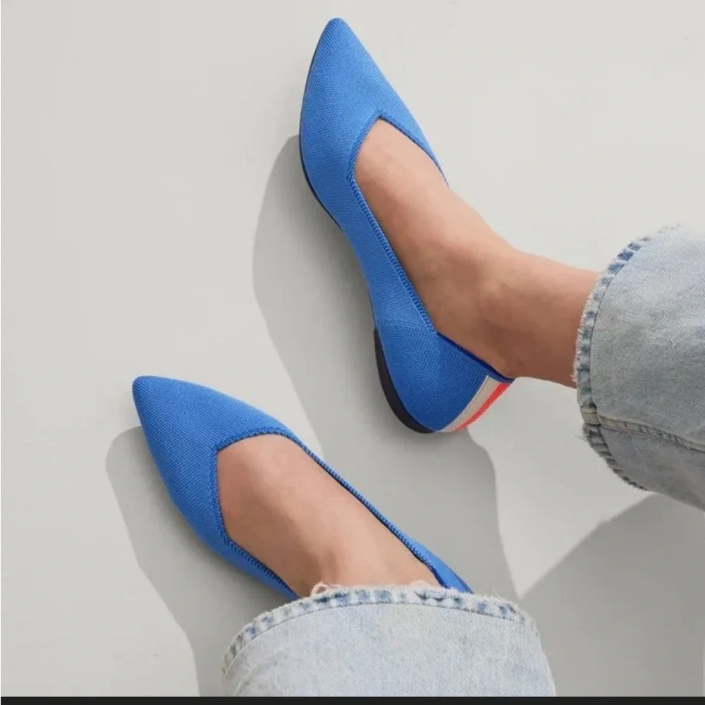 Rothy’s The Point II Oasis Blue Flats NIB Size 12.5 Recycled Knit Pointed Toe